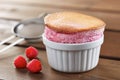 Delicious individual raspberry souffle