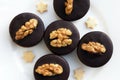 Delicious Ischler cookies with walnuts, small romantic stars around