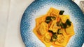 Delicious Italian fresh tortelli, tortellini gourmet food photography