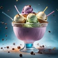 Delicious Italian gelato is a frozen dessert that is made with milk, sugar, and other flavorings