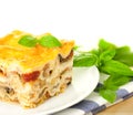 Delicious Italian Lasagna / with fresh basil