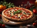 Delicious Italian Neapolitan pizza Naples style pizza made with tomatoes and mozzarella