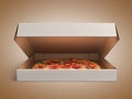 Delicious italian pizza in dox 3d render over color background