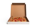Delicious italian pizza in dox 3d render over white