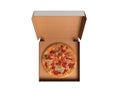 Delicious italian pizza in dox 3d render over white no shadow