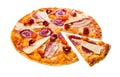 Delicious italian pizza with salami, bacon and parmesan Royalty Free Stock Photo