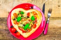 Delicious italian pizza served wooden table Royalty Free Stock Photo