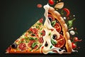 Delicious Italian pizza. Slice of pizza with cheese and veggie