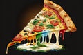 Delicious Italian pizza. Slice of pizza with cheese and veggie