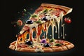 Delicious Italian pizza. Slice of pizza with cheese and veggie