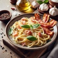 delicious italian spaghetti carbonara Royalty Free Stock Photo