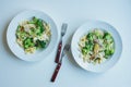 delicious italian vegetarian pasta served in white plate