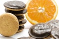 Delicious Jaffa Cakes. Cookies covered with dark chocolate
