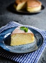 Delicious Japanese cheesecake with powdered sugar icing