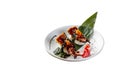 A delicious Japanese dish, traditional Japanese food, on a white background. The color is attractive.