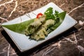 A delicious Japanese dish, vegetable tempura Royalty Free Stock Photo