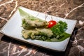 A delicious Japanese dish, vegetable tempura Royalty Free Stock Photo