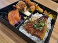 Japanese style bento box with a variety of food Royalty Free Stock Photo