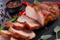 Delicious juicy roasted piece of pork meat Royalty Free Stock Photo