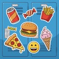 Delicious Junk Food Sticker Set on School Locker Fun Royalty Free Stock Photo