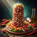 a delicious kebab Shawarma Tower Arabic Taste 1001 Night Royalty Free Stock Photo