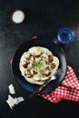 Keto Diet Beef Meatballs in Low-Carb Bechamel Sauce and Freshly Grated Parmesan Royalty Free Stock Photo