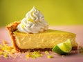 Delicious key lime pie photography, explosion flavors, studio lighting, studio background, well-lit, vibrant colors Royalty Free Stock Photo