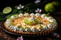 Delicious key lime pie for restaurant menu with customizable space for text and branding