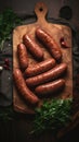 Delicious Kielbasa Meat Product Vertical Background.
