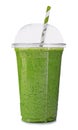 Delicious kiwi milkshake in plastic cup isolated Royalty Free Stock Photo