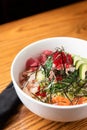 Delicious Korean delicacy sashimi over rice
