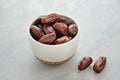 Delicious Kurma Tunisia, Sweet Dried Dates palm fruits on bowl.