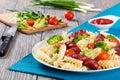 Delicious l Pasta salad with broccol, tomatoi and grilled sausa