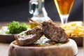 Delicious lamb rib barbecue served with side dishes