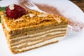 Delicious layered almond pie Royalty Free Stock Photo