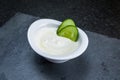 Delicious Lebanese food, labneh sauce, produced with curd, natural fermentation milk