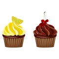 Delicious lemon and cherry cupcake