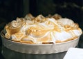 Delicious lemon meringue pie in white bowl