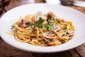 Delicious linguine pasta in a clams sauce Royalty Free Stock Photo