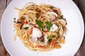 Delicious linguine pasta in a clams sauce Royalty Free Stock Photo