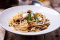 Delicious linguine pasta in a clams sauce Royalty Free Stock Photo