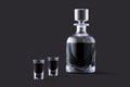 Realistic set of tipic liquor italian, full bottle and drink in a glass. Royalty Free Stock Photo