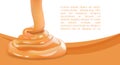 Delicious Liquid Caramel Isolated Template . Realistic Vector Illustration