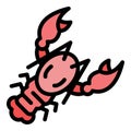 Delicious lobster icon color outline vector