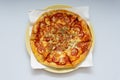 Pizza with various ingredients Royalty Free Stock Photo