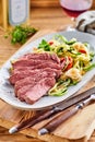 Delicious low carbohydrate meal with roast beef Royalty Free Stock Photo