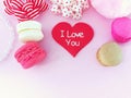 Delicious macaron, sweet color,pink background
