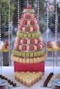 Delicious macaroons on candy bar