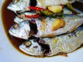 The delicious mae klong mackerels with sweet sauce in Thai style