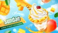 Delicious mango sundae ads